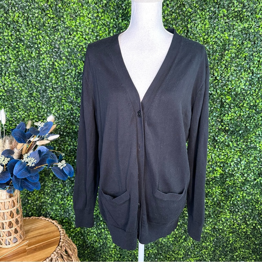 NWOT j crew Classic Black Women's button down Cardigan Sweater cotton